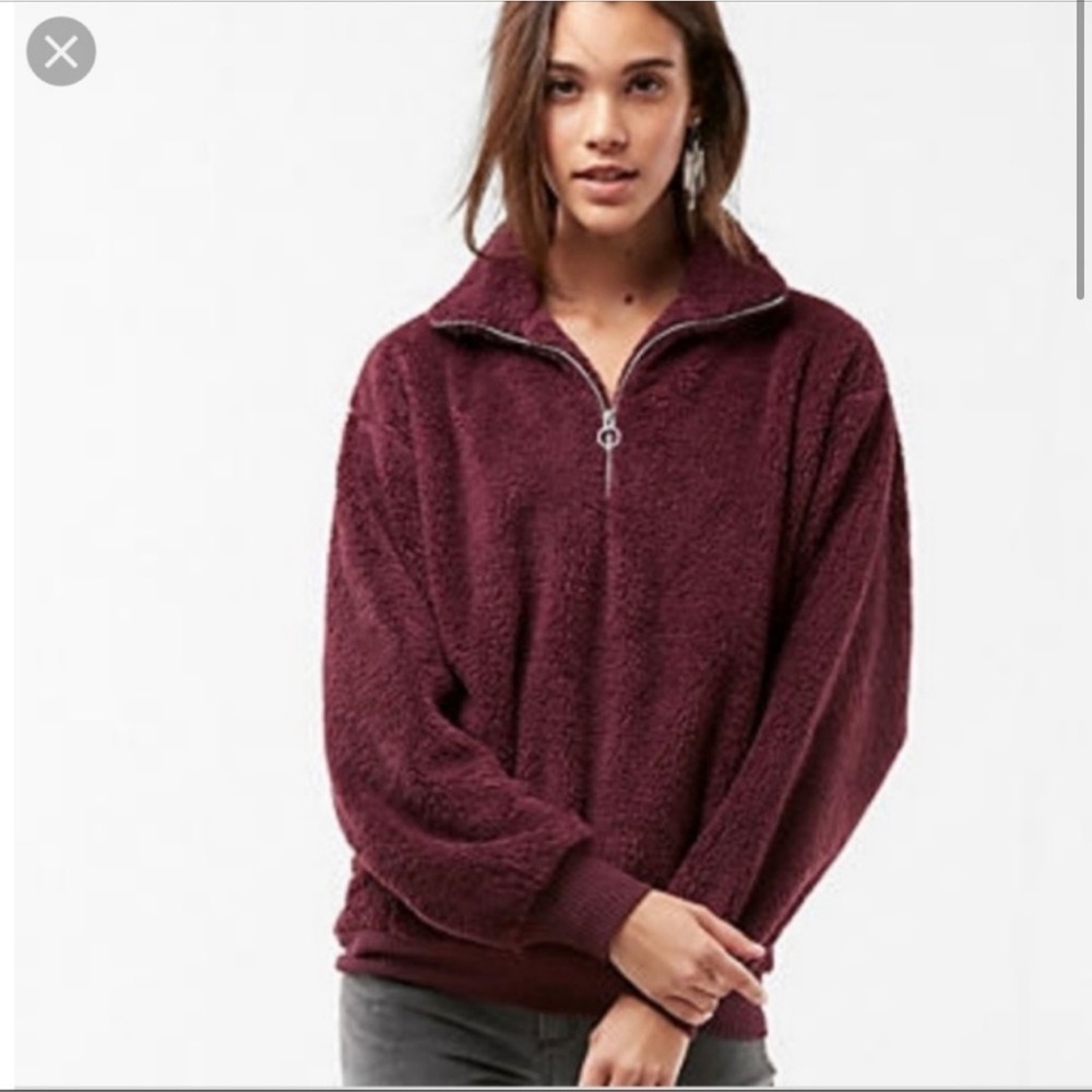 Express half zip Sherpa in burgundy